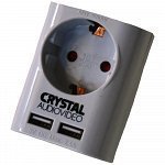 Crystal Audio Μονόπριζο Λευκό + 2 USB