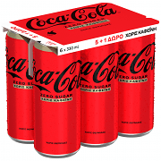 Coca-Cola Zero Χωρίς Καφείνη 330ml 5+1 Δώρο