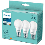 Philips Λάμπα Led 60w A60 E27 Cw 3τεμ