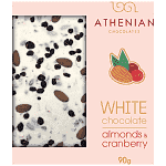 Athenian Λευκή Σοκολάτα Με Αμύγδαλα & Cranberries 90gr