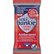 Wet Hankies Υγρά Μαντήλια Αντιβακτηριδιακά Extra Safe 12τεμ