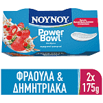 NOYNOY Power Bowl 1,7% Φράουλα-Φραγκοστάφυλο-Δημητριακά & Λιναρόσπορο 2x175gr