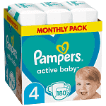 Pampers Active Baby Monthly Pack (180τεμ) Νο 4 (9-14kg)