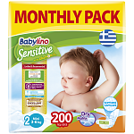 Babylino Sensitive Πάνες Monthly Pack (200τεμ) Νο2 (3-6kg)
