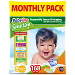 Babylino Sensitive Πάνες Monthly Pack (168τεμ) Νο5+ (12-17kg)