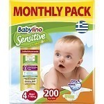 Babylino Sensitive Πάνες Monthly Pack (200τεμ) Νο4 (8-13kg)