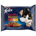 Felix Agail Υγρή Τροφή Γάτας Doubly Delicious Κρέας 4x85gr