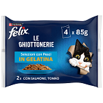 Felix Agail Υγρή Τροφή Γάτας με Σολομό-Τόνο σε Ζελέ 4x85gr