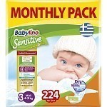 Babylino Sensitive Πάνες Monthly Pack (224τεμ) Νο3 (4-9kg)