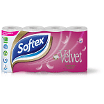Softex Velvet Χαρτί Υγείας 4φύλλων 8άρι 0,824kg