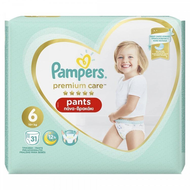 Pampers Πάνες Premium Care Pants Jumbo Pack (31τεμ) Νo6 (15+kg)