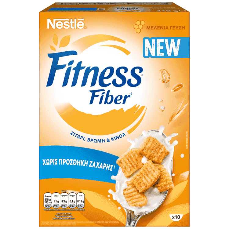 Nestle Fitness Fiber Δημητριακά Με Μελένια Γεύση Χωρίς Ζάχαρη 310gr