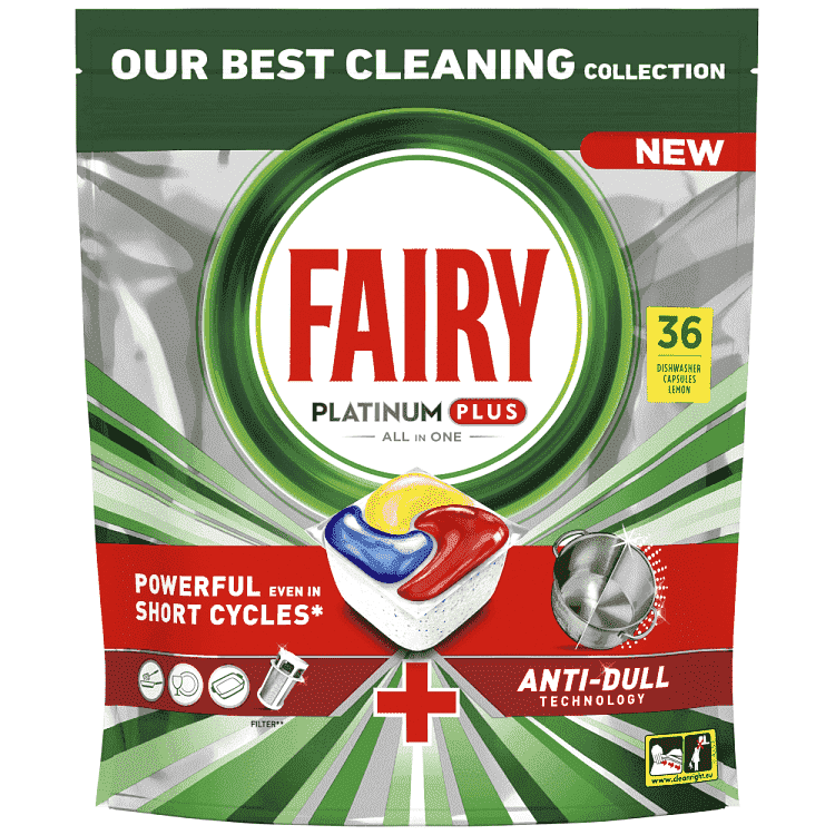Fairy Platinum Plus Ταμπλέτες Πλυντηρίου Πιάτων Anti Dull 36τεμ