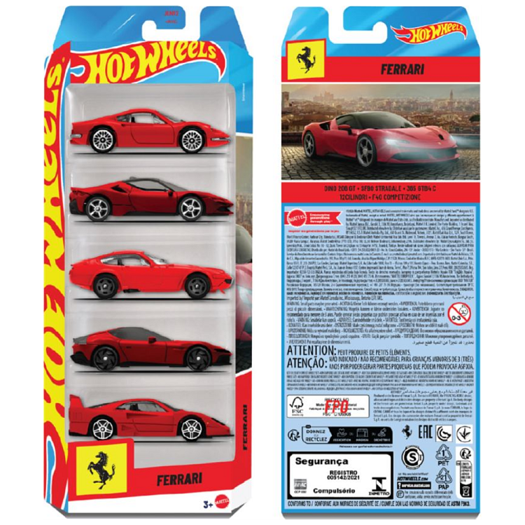 Hot Wheels Αυτοκινητάκια Ferrari Σετ 5
