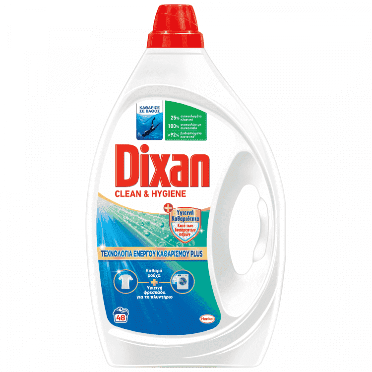 Dixan Gel Clean & Hygiene 48 Μεζούρες 2,16lt