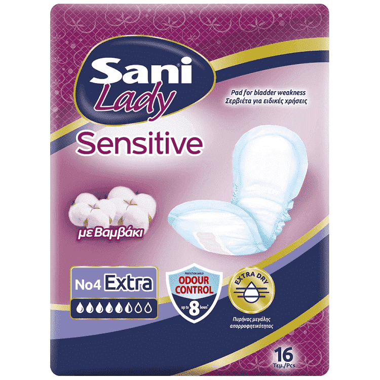 Sani Lady Sensitive Σερβιέτες Ακράτειας Extra No4 16τεμ