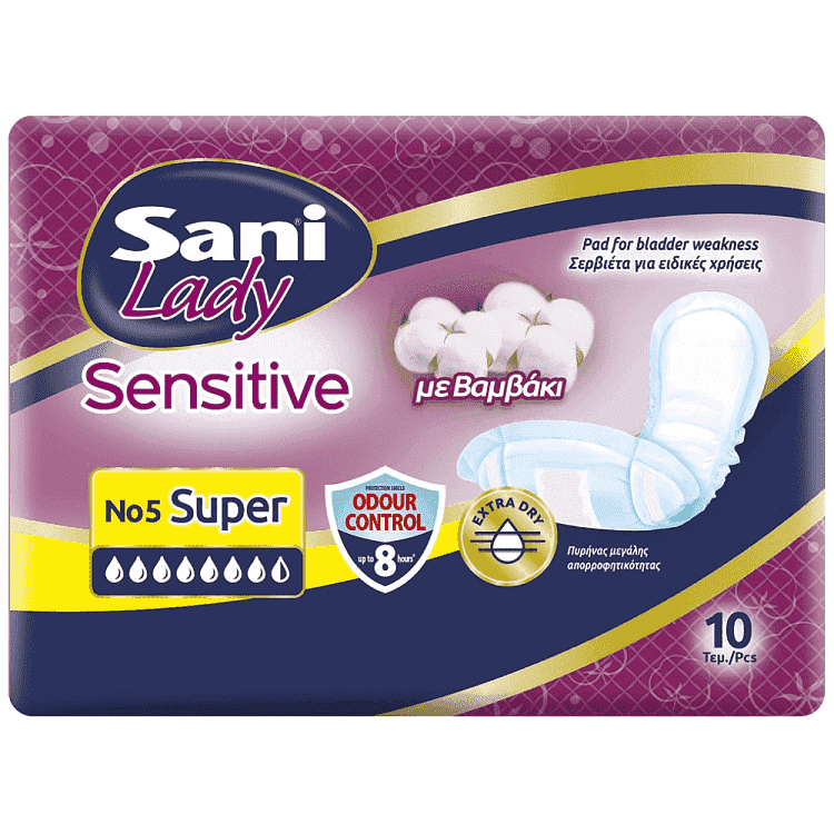 Sani Lady Sensitive Σερβιέτες Ειδικών Χρήσεων No 5 Super 10τεμ