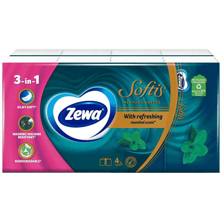 Zewa Soft menthol Χαρτομάντιλα Menthol Breeze 8 Αδα 0,0176gr
