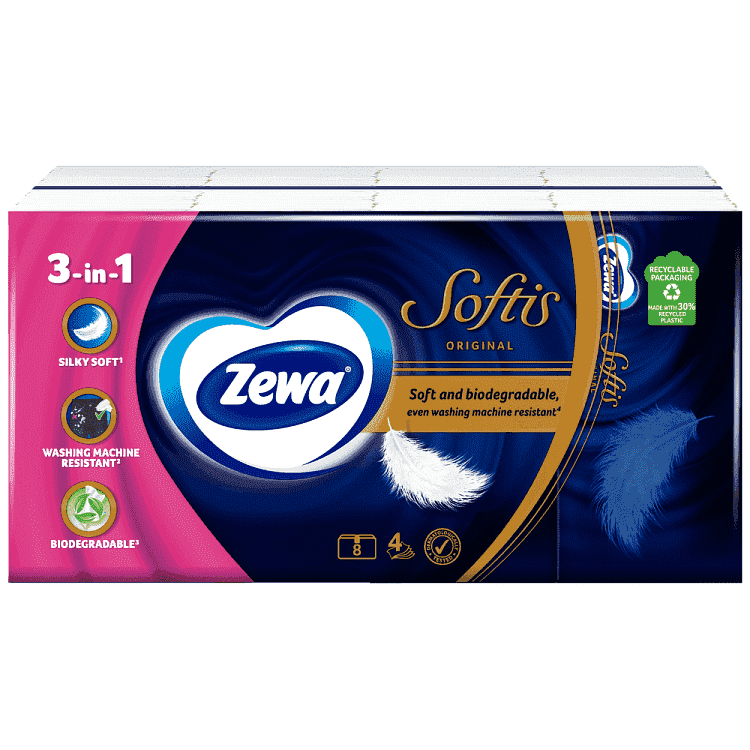Zewa Softis Χαρτομάντιλα Τσέπης 4 Φυλλών 0,176kg