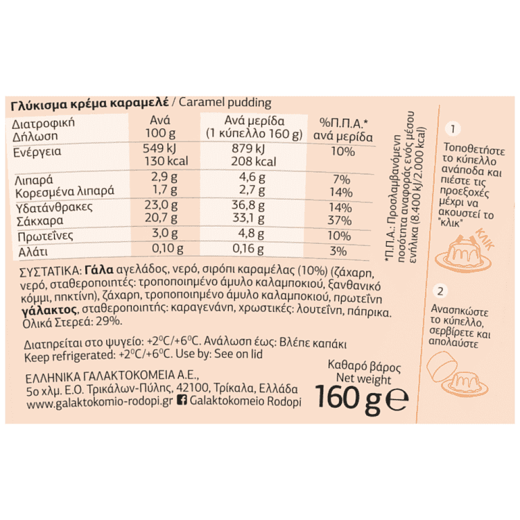 Ροδόπη Κρέμα Καραμελέ 160gr