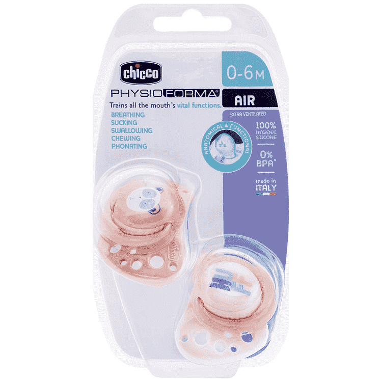 Chicco Πιπίλα Physioforma Μπέζ Ροζ 0-6M 2τεμ