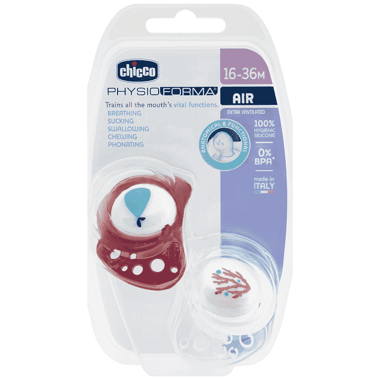 Chicco Πιπίλα Physio Air Μπέζ Μπορντό 16-36 Μηνών 2τεμ