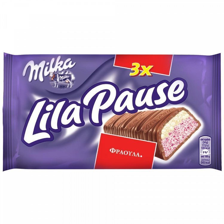 Lila Pause Σοκολάτα Φράουλα 34gr 3τεμάχια