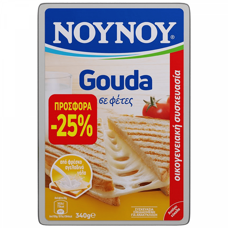 NOYNOY Gouda Φέτες 10/340gr -25%