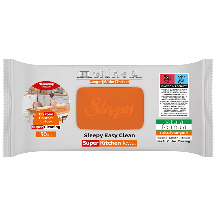 Sleepy Easy Clean Πανάκια Καθαρισμού Κουζίνας Πορτοκάλι 50τεμ