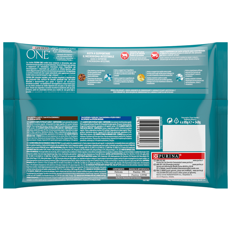 Purina One Φακελάκια Υγρή Τροφή Γάτας Πάπια 4x85gr