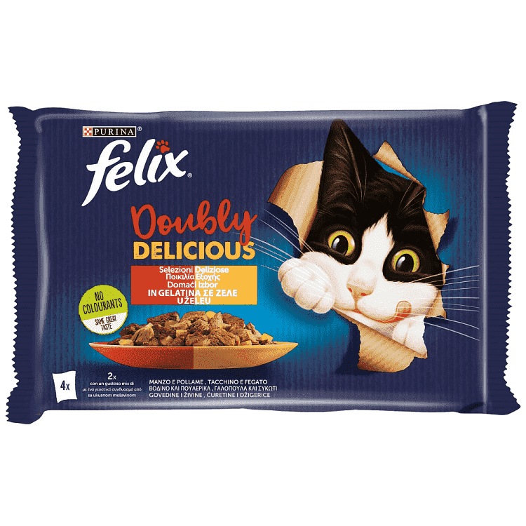 Felix Agail Υγρή Τροφή Γάτας Doubly Delicious Κρέας 4x85gr