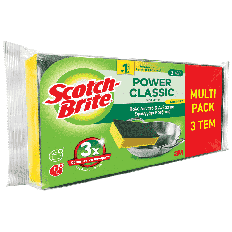 Scotch Brite Σφουγγαράκι Κουζίνας Πράσινο Αντιβακτηριδιακό Δυνατό 3τεμ