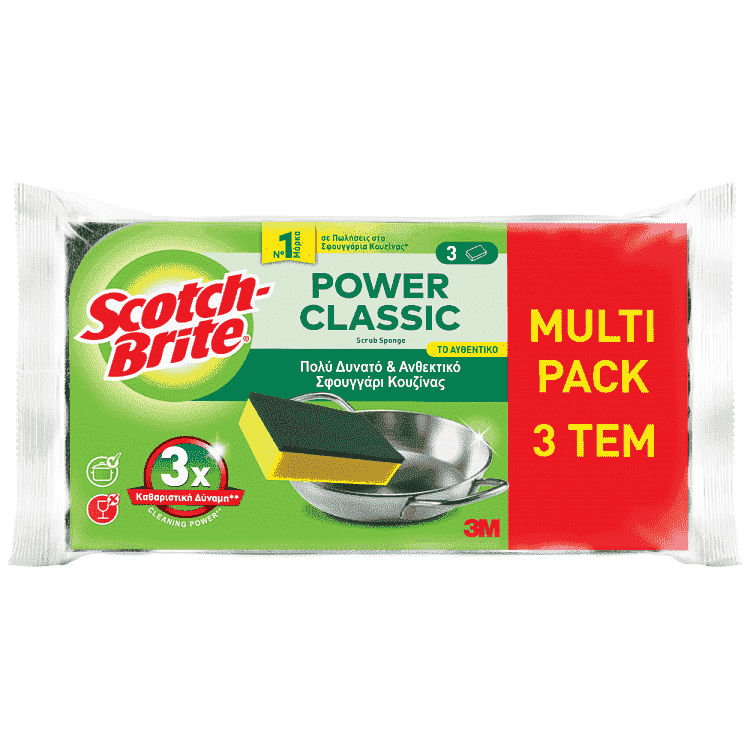 Scotch Brite Σφουγγαράκι Κουζίνας Πράσινο Αντιβακτηριδιακό Δυνατό 3τεμ