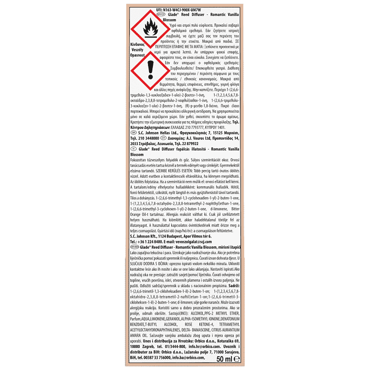 Glade Reed Diffuser Romantic Vanilla Blossom 50ml