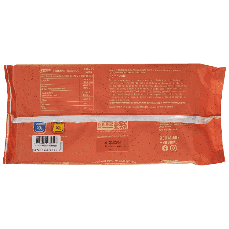 Agluten Κρουασάν Kλασσικό Χωρίς Γλουτένη 200gr 4x50gr