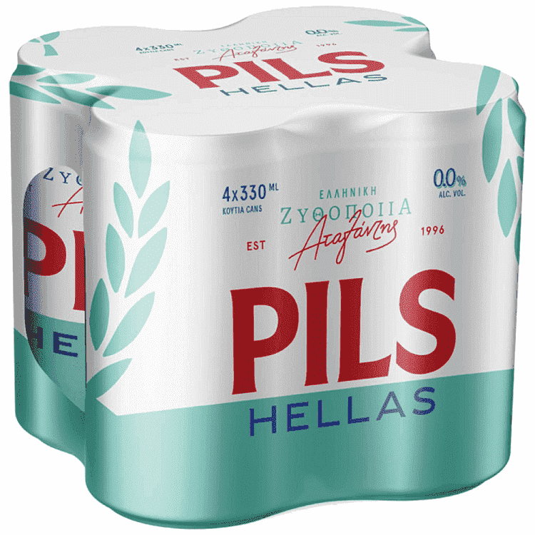 Pils Hellas Μπίρα Κουτί 0.0% 330ml 4τεμ