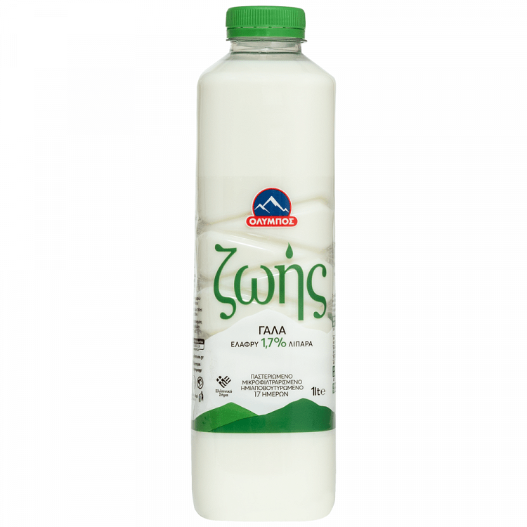 Όλυμπος Γάλα Ζωής Ελαφρύ 1,7% Λιπαρά 1lt