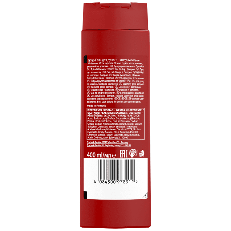 Old Spice Whitewater Αφρόλουτρο Για Άντρες 400ml