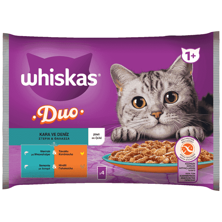 Whiskaw Duo Adult Υγρή Τροφή Γάτας Ζελέ 4x85gr