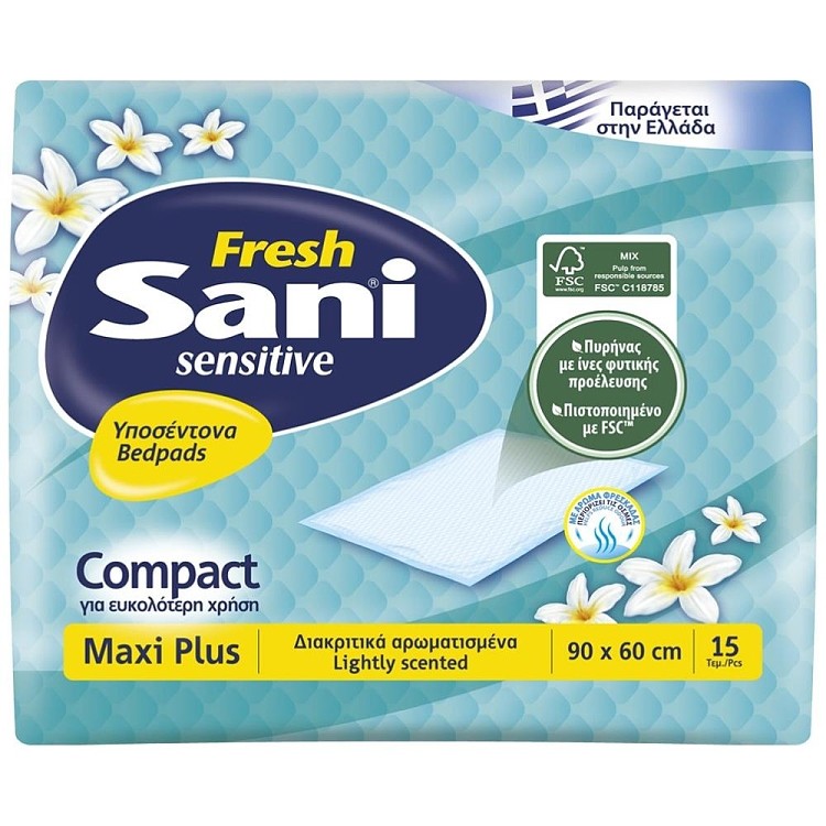 Sani Sensitive Fresh Υποσέντονα Ακράτειας Maxi Plus 15τεμ.