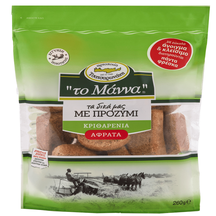 Το Mάννα Κριθαρένιο Παξιμάδι Με Προζύμι 260gr
