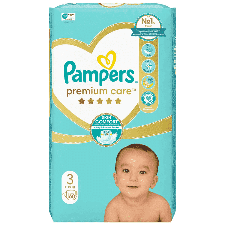 Pampers Πάνες Premium Care Jumbo Box (60τεμ) Νο3 (6-10kg)