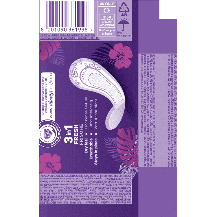 Always Singles To Go Normal Fresh Σερβιετάκια 20τεμ