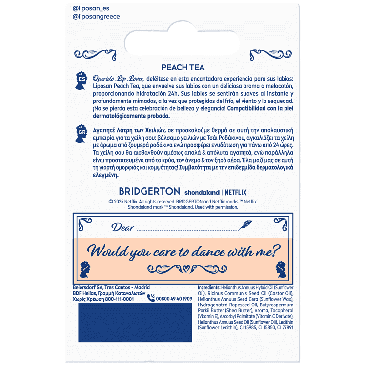 Liposan Bridgerton Tσάϊ Ροδάκινο Blister 4,8gr