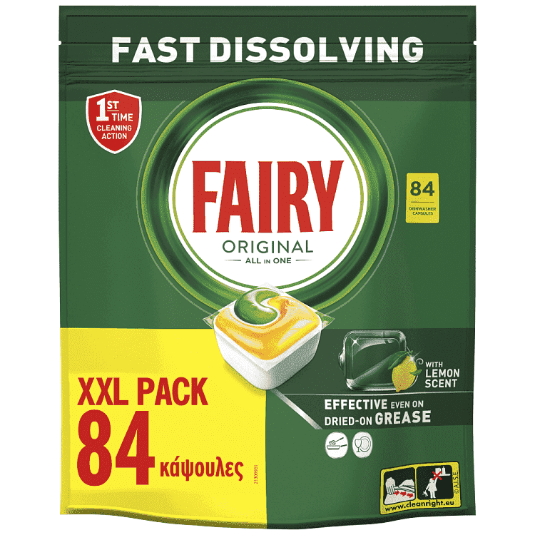 Fairy Ταμπλέτες Πλυντηρίου Πιάτων Original Λεμόνι XXL 84τεμ