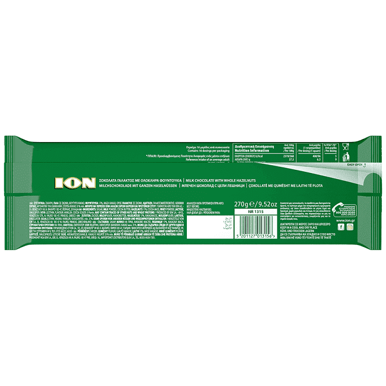 ΙΟΝ Σοκολάτα Γάλακτος Με Φουντούκια 270gr