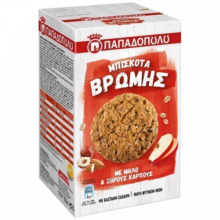 Παπαδοπούλου Μπισκότα Nutries Βρώμη-Μήλο-Ξηροί Καρποί 150gr
