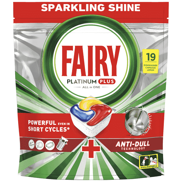 Fairy Platinum Plus Ταμπλέτες Πλυντυρίου Anti Dull 19τεμ