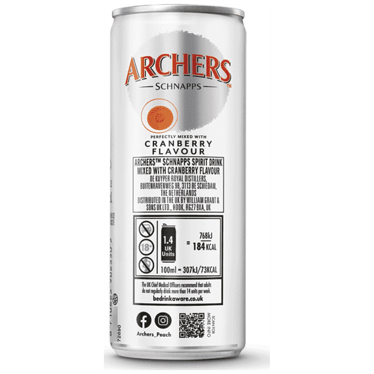 Archers Woo Woo Cranberry 250ml