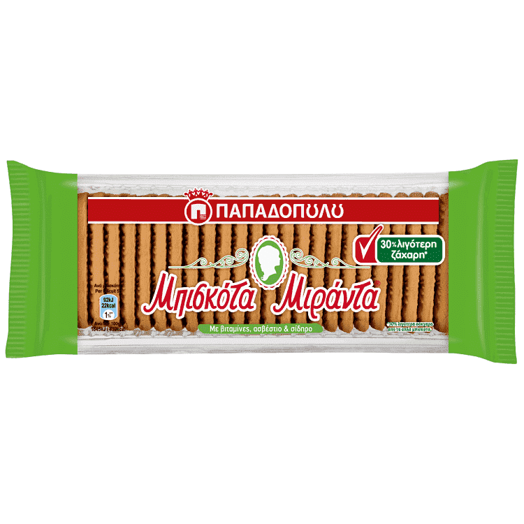Παπαδοπούλου Μπισκότα Μιράντα 30% Λιγότερη Ζάχαρη 250gr